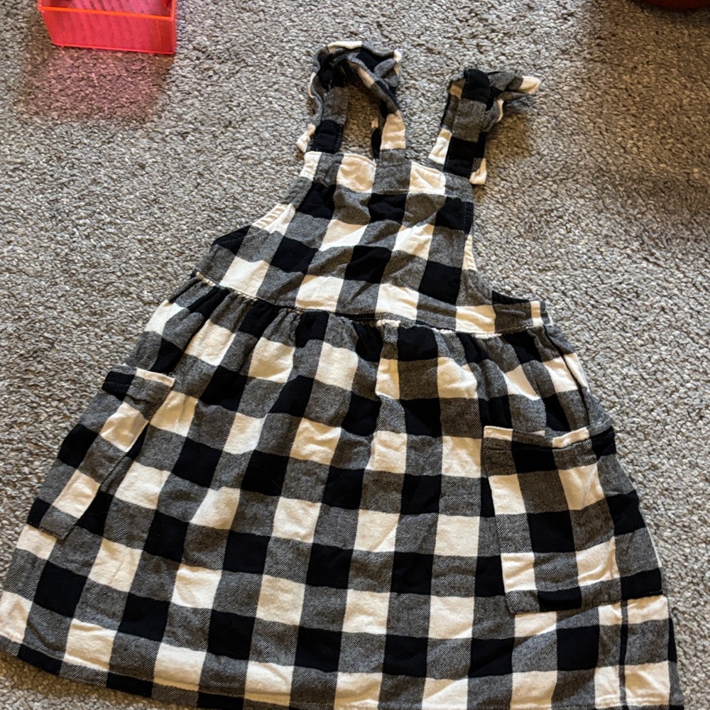 Black and White Flannel Overall Dress